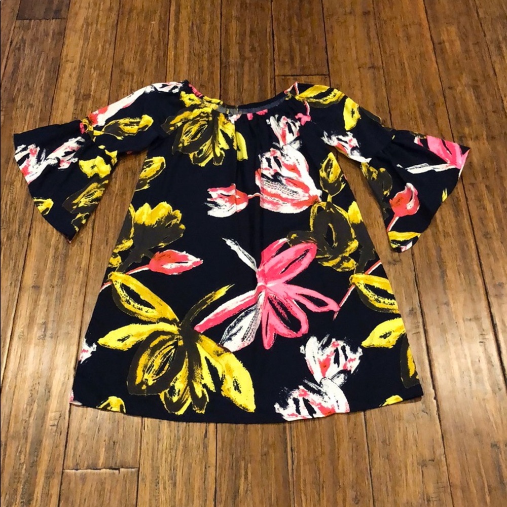 Navy Floral Off Shoulder Tunic Dress - Picture 3 of 6
